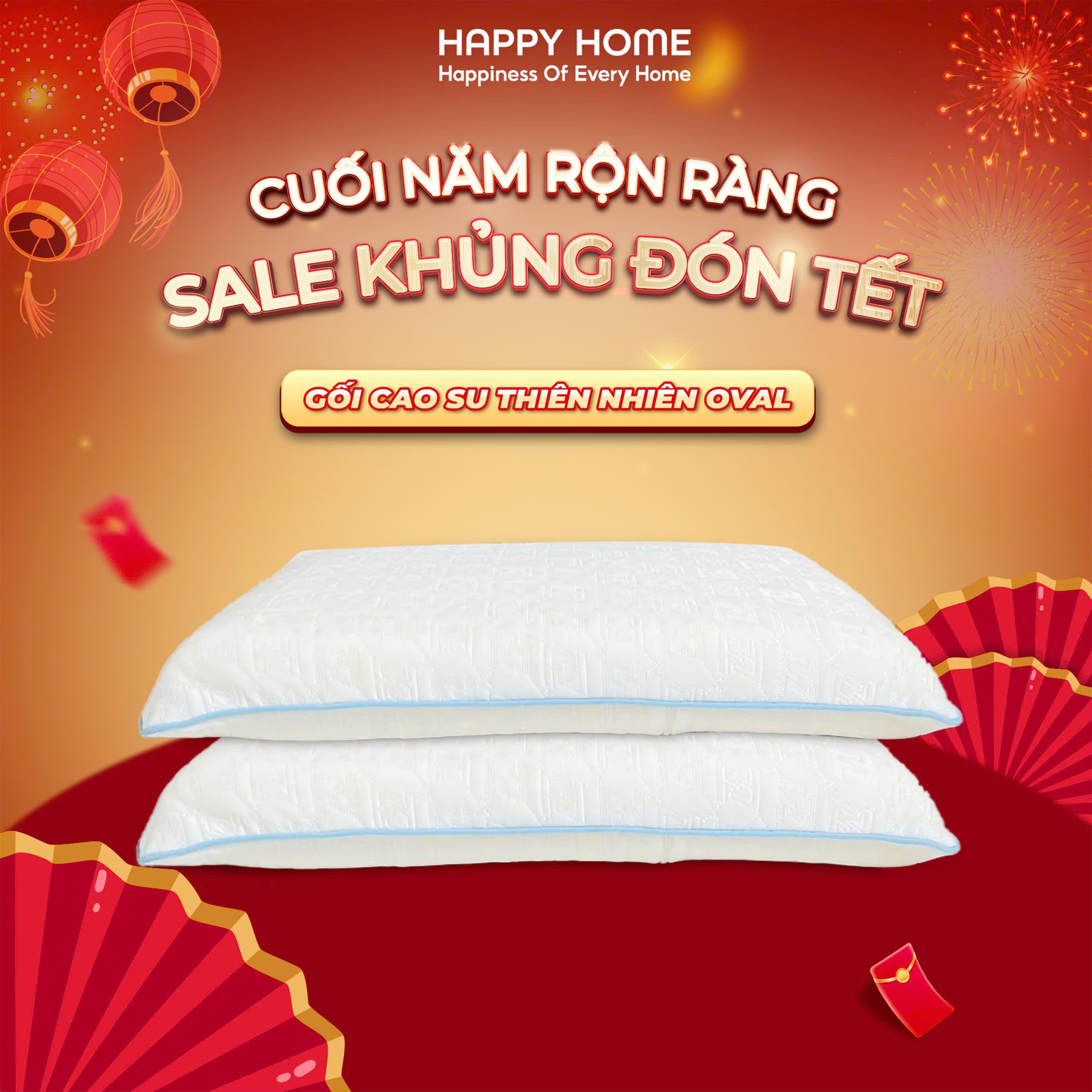 Gối Cao Su Thiên Nhiên Oval Happy Home-1