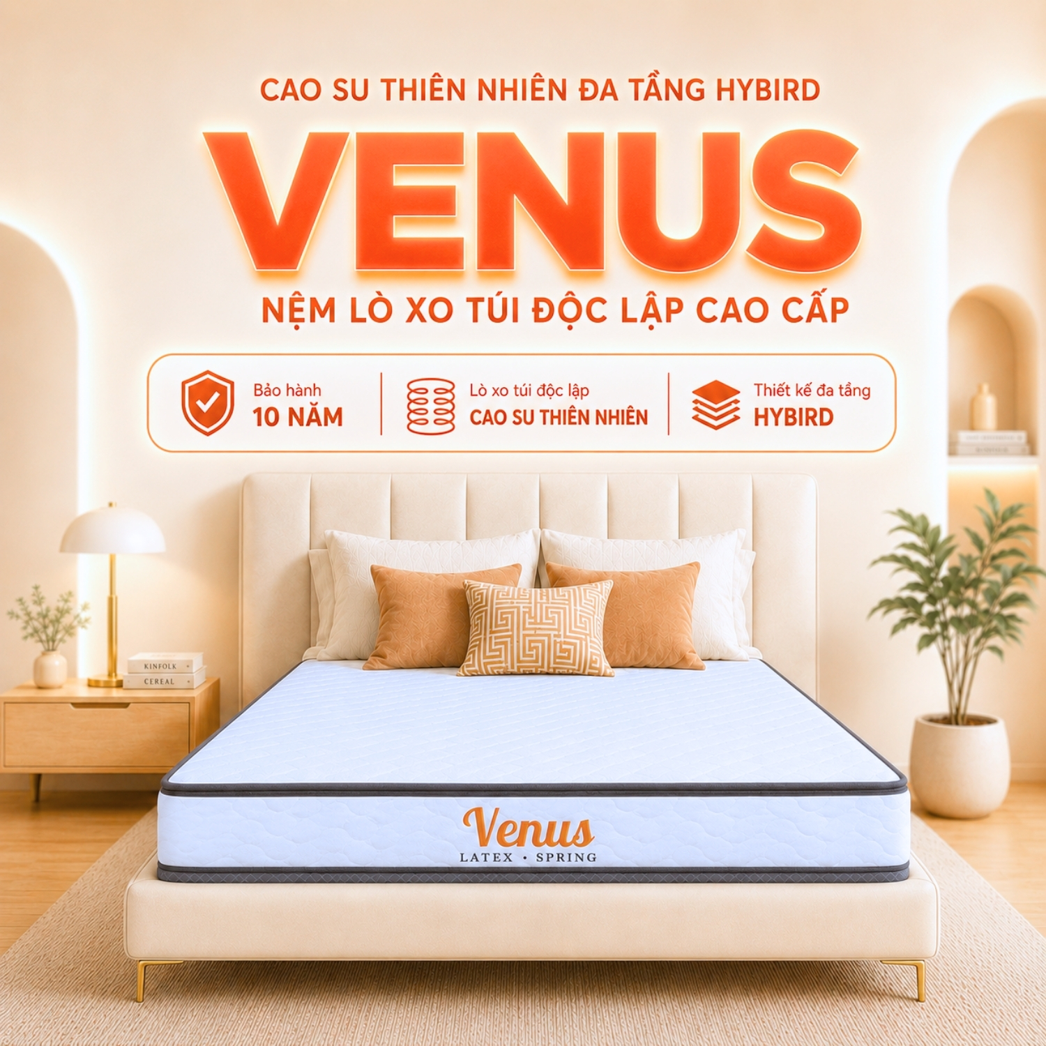 VENUS | NỆM LÒ XO CAO SU THIÊN NHIÊN